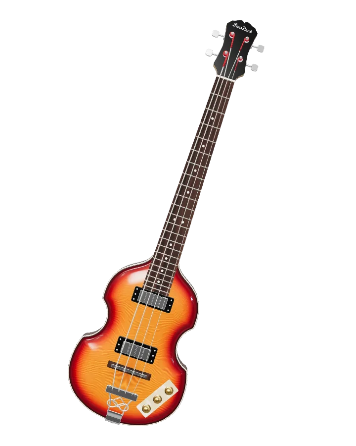 Un bajo eléctrico con "BassRack" en la pala.